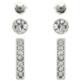 Mi Amore Crystal Multiple-Earring-Set Silver-Tone