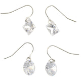 Mi Amore Cubic-Zirconia Multiple-Earring-Set Silver-Tone