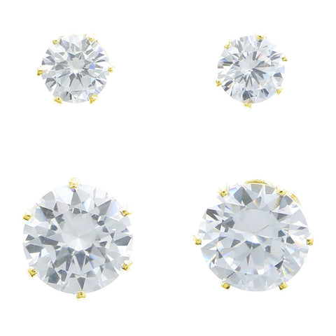 Mi Amore Cubic-Zirconia Multiple-Earring-Set Gold-Tone