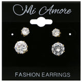 Mi Amore Cubic-Zirconia Multiple-Earring-Set Gold-Tone