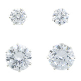 Mi Amore Cubic-Zirconia Multiple-Earring-Set Silver-Tone