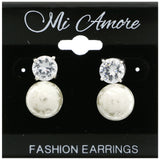 Mi Amore Cubic-Zirconia Multiple-Earring-Set Silver-Tone/White
