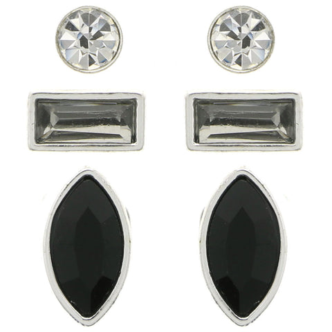 Mi Amore Multiple-Earring-Set Silver-Tone/Black