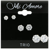 Mi Amore Multiple-Earring-Set Silver-Tone