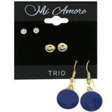 Mi Amore Multiple-Earring-Set Gold-Tone/Blue