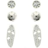 Mi Amore Feather Multiple-Earring-Set Silver-Tone
