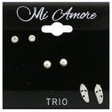 Mi Amore Feather Multiple-Earring-Set Silver-Tone