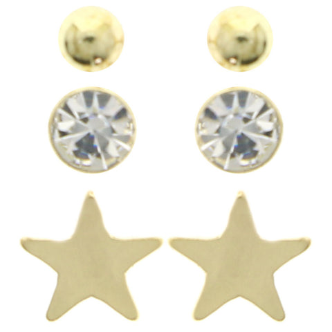 Mi Amore Star Multiple-Earring-Set Gold-Tone