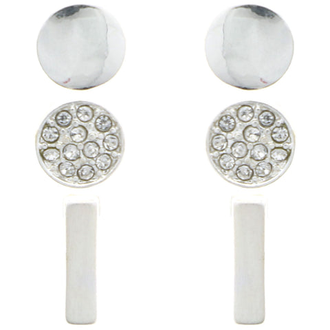 Mi Amore Multiple-Earring-Set Silver-Tone
