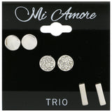 Mi Amore Multiple-Earring-Set Silver-Tone