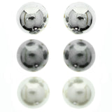 Mi Amore Multiple-Earring-Set Silver-Tone/White