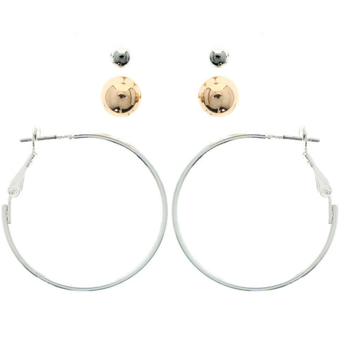 Mi Amore Multiple-Earring-Set Silver-Tone/Bronze-Tone