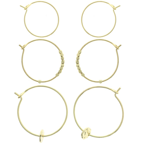Mi Amore Multiple-Earring-Set Gold-Tone
