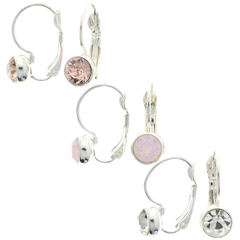 Mi Amore Multiple-Earring-Set Silver-Tone/Pink