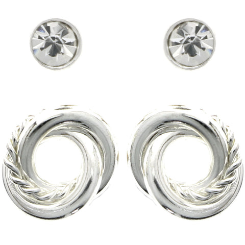 Mi Amore Multiple-Earring-Set Silver-Tone