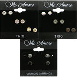 Mi Amore AB Finish Multiple-Earring-Set Gold-Tone