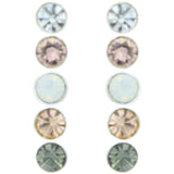 Mi Amore Crystal Multiple-Earring-Set Silver-Tone/Pink