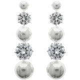 Mi Amore Cubic-Zirconia Multiple-Earring-Set Silver-Tone/White