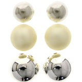 Mi Amore Multiple-Earring-Set Silver-Tone/White