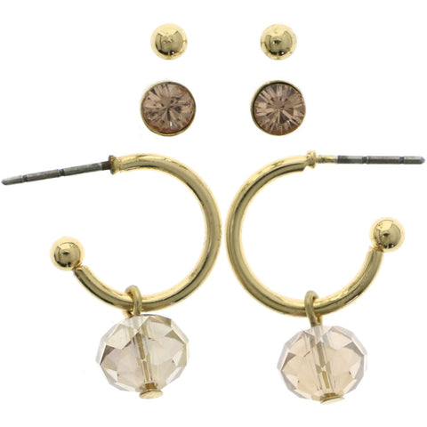Mi Amore Multiple-Earring-Set Gold-Tone/Pink