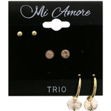 Mi Amore Multiple-Earring-Set Gold-Tone/Pink