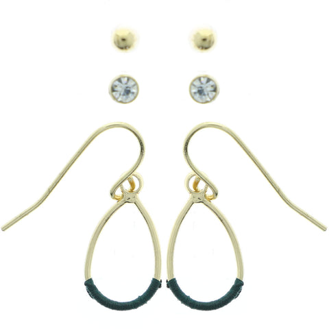 Mi Amore Multiple-Earring-Set Gold-Tone/Green