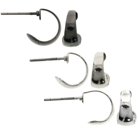 Mi Amore Multiple-Earring-Set Silver-Tone/Dark-Silver