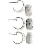 Mi Amore Multiple-Earring-Set Silver-Tone