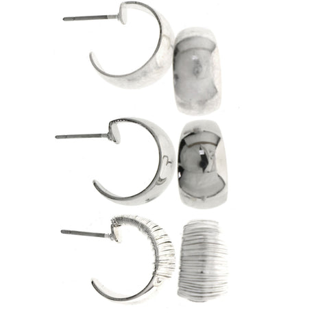 Mi Amore Multiple-Earring-Set Silver-Tone