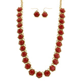 Mi Amore Necklace-Earring-Set Red/Gold-Tone