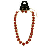 Mi Amore Necklace-Earring-Set Red/Gold-Tone