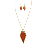 Mi Amore Necklace-Earring-Set Red/Gold-Tone