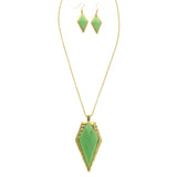Mi Amore Necklace-Earring-Set Green/Gold-Tone