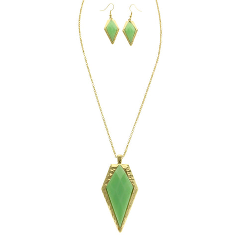 Mi Amore Necklace-Earring-Set Green/Gold-Tone