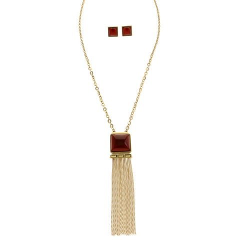 Mi Amore Necklace-Earring-Set Gold-Tone/Red