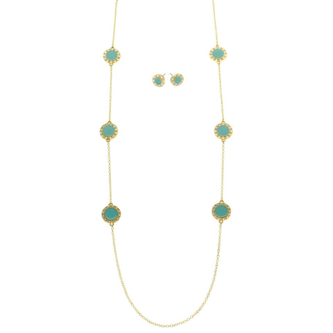 Mi Amore Necklace-Earring-Set Gold-Tone/Blue