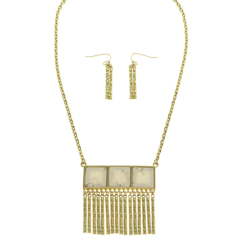 Mi Amore Necklace-Earring-Set Gold-Tone/White