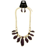 Mi Amore Necklace-Earring-Set Purple/Gold-Tone