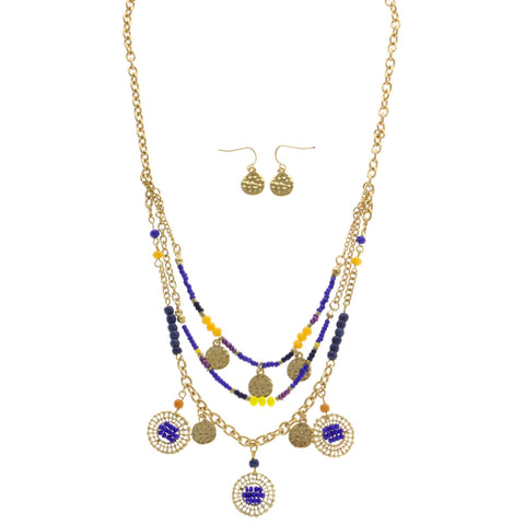 Mi Amore Necklace-Earring-Set Gold-Tone/Blue