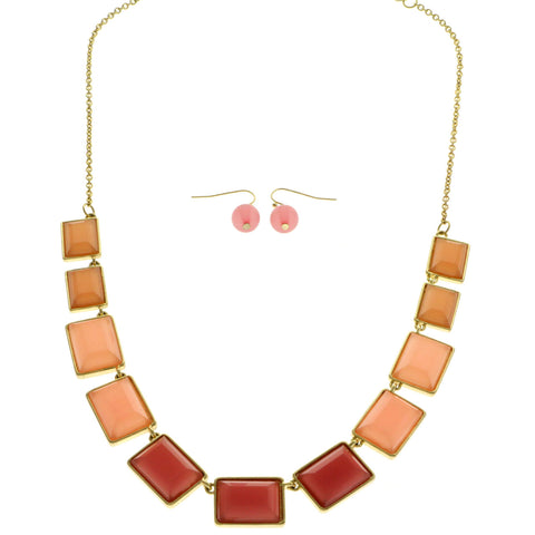 Mi Amore Necklace-Earring-Set Red/Peach