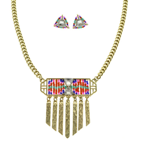 Mi Amore Necklace-Earring-Set Multicolor/Gold-Tone
