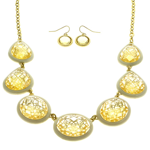 Mi Amore Necklace-Earring-Set Gold-Tone/White