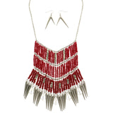 Mi Amore Necklace-Earring-Set Red/Silver-Tone