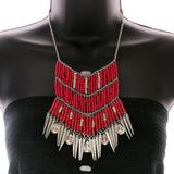 Mi Amore Necklace-Earring-Set Red/Silver-Tone