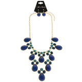 Mi Amore Necklace-Earring-Set Blue/Gold-Tone