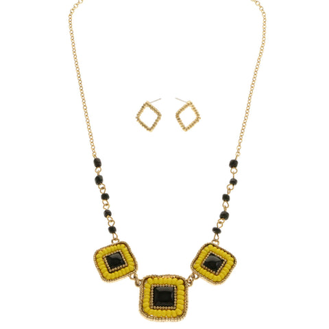 Mi Amore Necklace-Earring-Set Black/Yellow