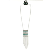 Mi Amore Tassel Necklace-Earring-Set Silver-Tone/Blue