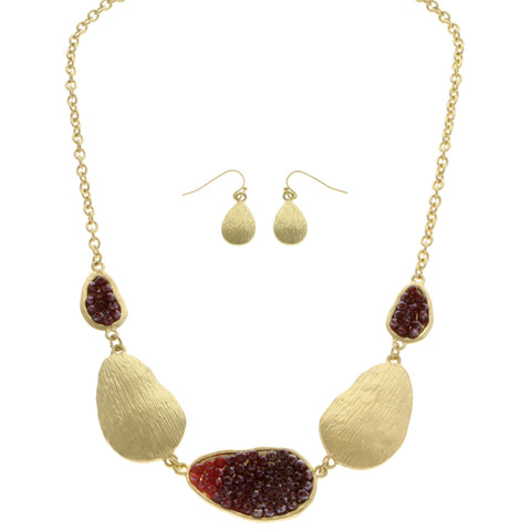 Mi Amore Necklace-Earring-Set Red/Gold-Tone