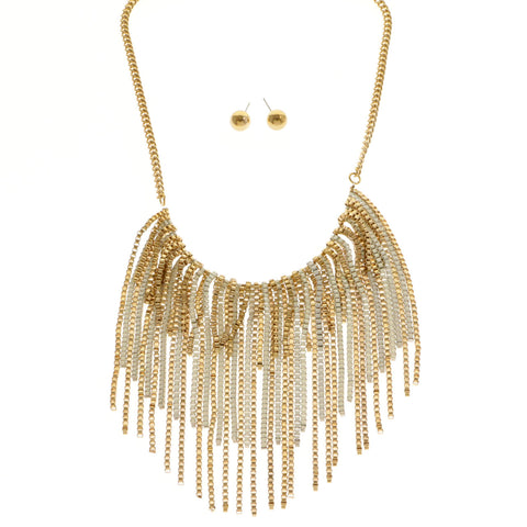 Mi Amore Necklace-Earring-Set Gold-Tone/White