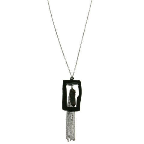Mi Amore Tassel Pendant-Necklace Black/Dark-Silver